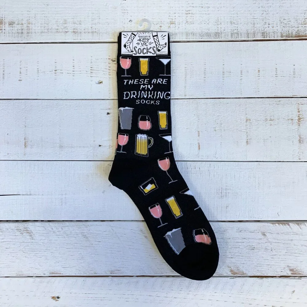 These Are My Drinking Socks | Unisex Beer and Cocktails Socks in Black